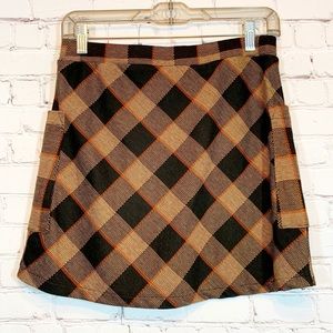 Kirious Los Angeles plaid front Pockets Skirt stretchy